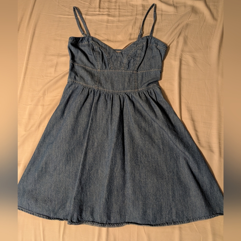 Express Denim Dress with Spaghetti Straps